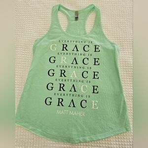'Everything Is Grace' Mint Green Racerback Tank Size XL